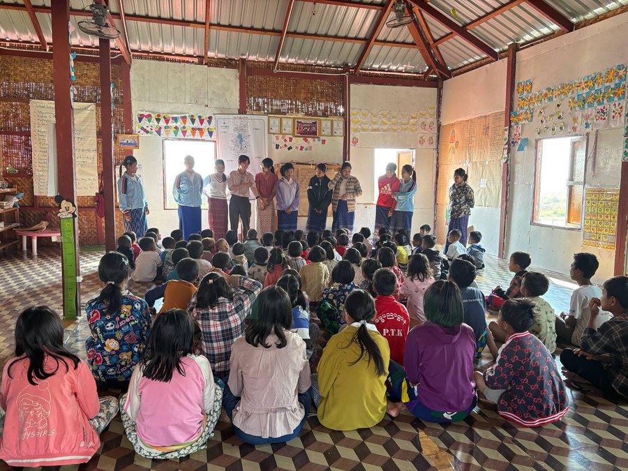 Children gathered together at Summer Camp in Myanmar